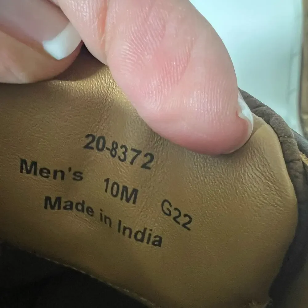 Johnston Murphy Men 10M Holden Plain Toe Brown Tumbled Nubuck Oxfords Sheepskin